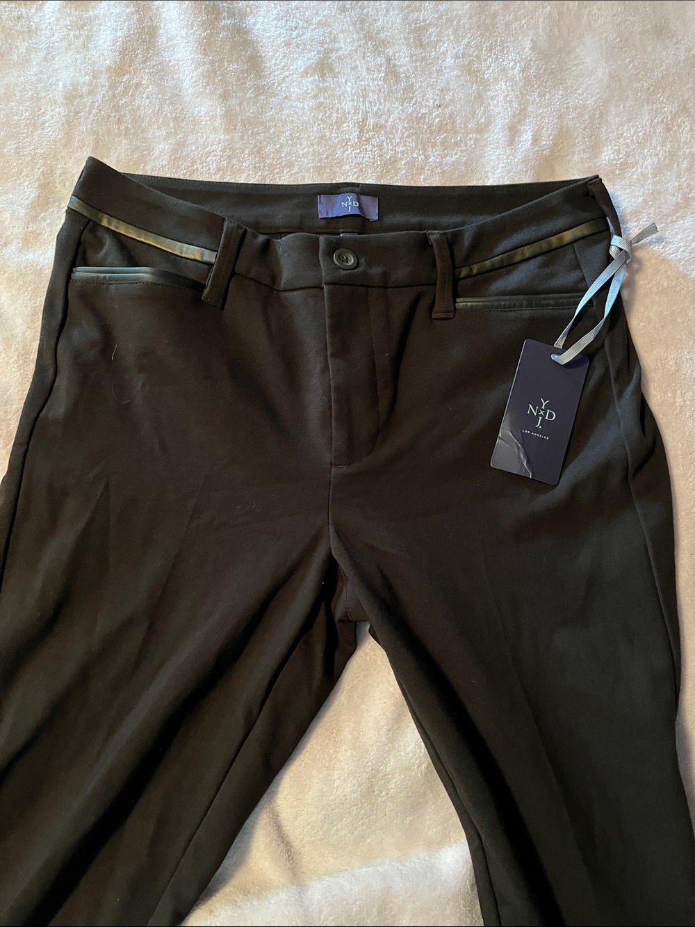 NYDJ Black Ponte Tuxedo Trim Slim Pants